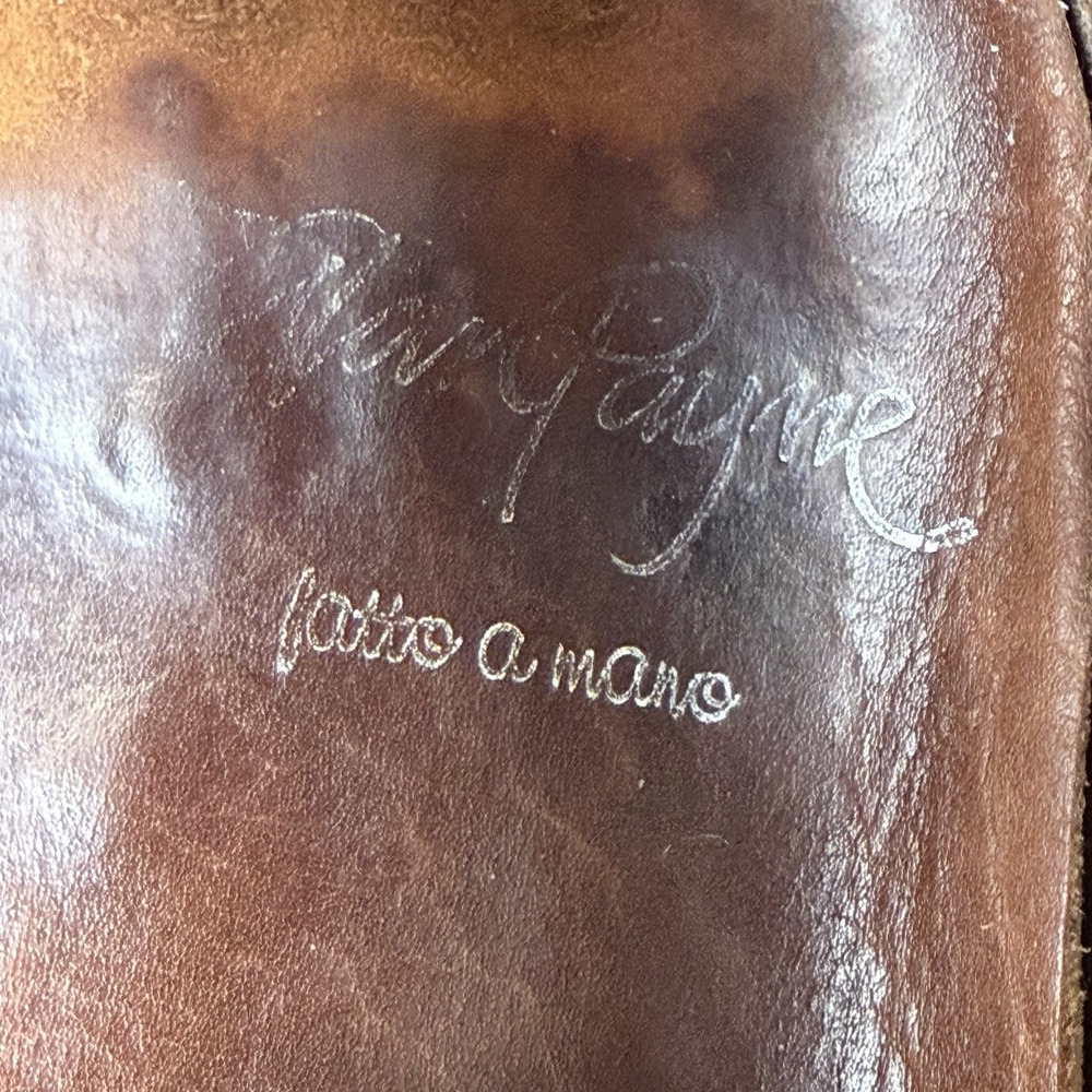 Alan Payne Handmade Italian Leather Cap Toe Oxford Shoes Mens Size 9 Brown Blake - Picture 11 of 14